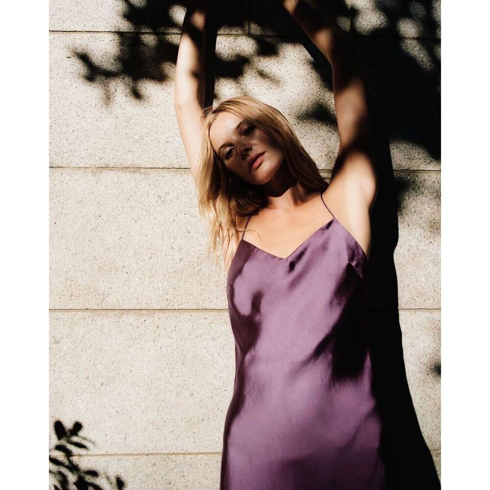 Zara Eggplant Slip Midi Dress with Strappy Cross Back